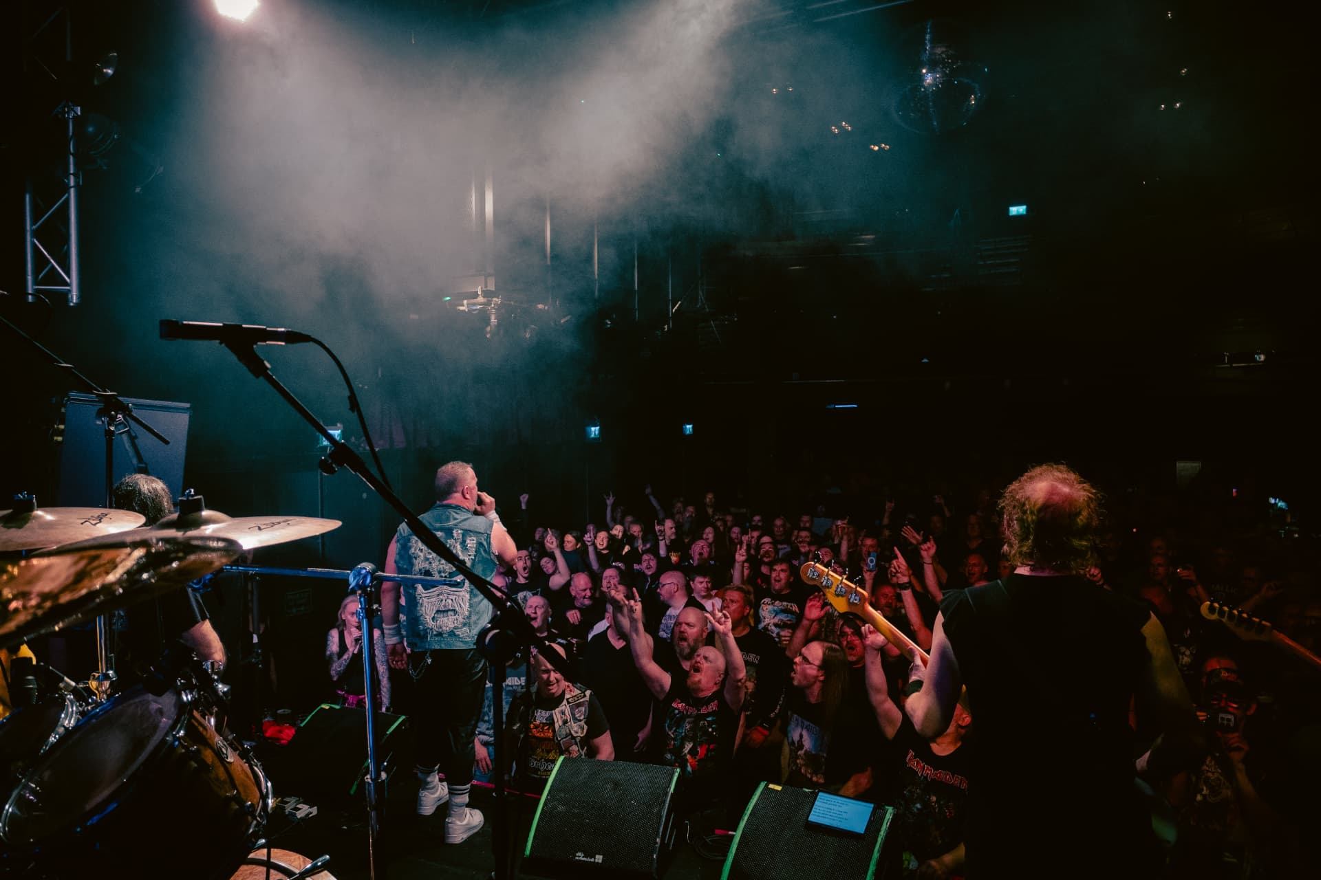 Run to the Beast performing at The Button Factory, Dublin — the crowd seen from behind the drum kit